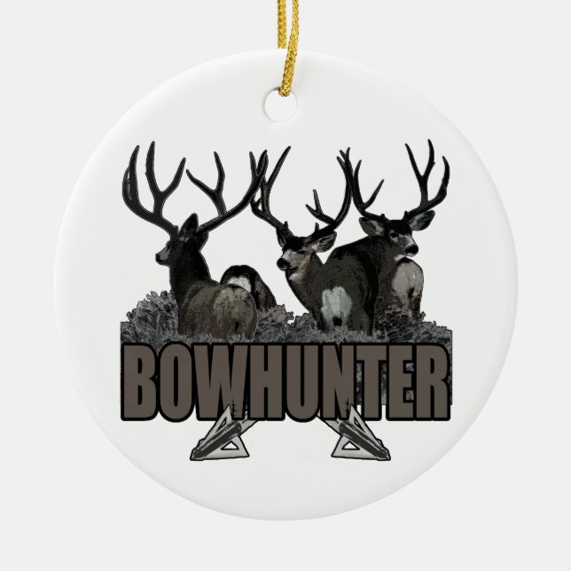 Trophy Bucks Bowhunter Ceramic Ornament (Front)