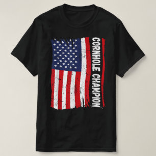Trophy Champion Fun Bean Bag Cornhole Player Flag T-Shirt