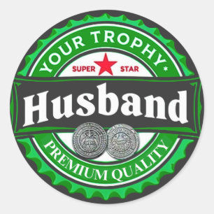 trophy husband classic round sticker