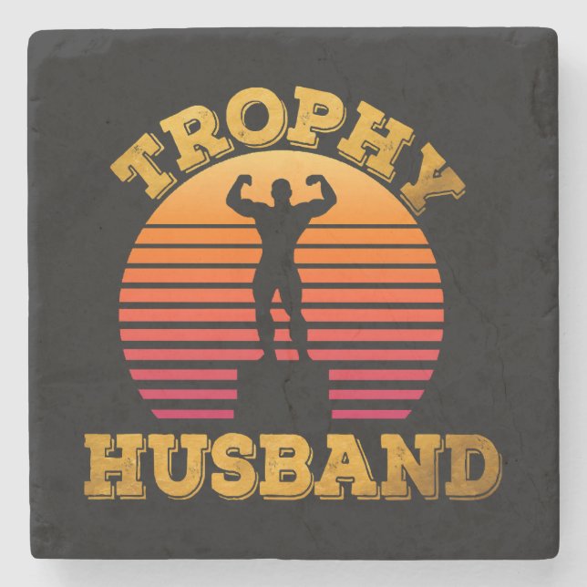 Trophy Husband Stone Coaster (Front)
