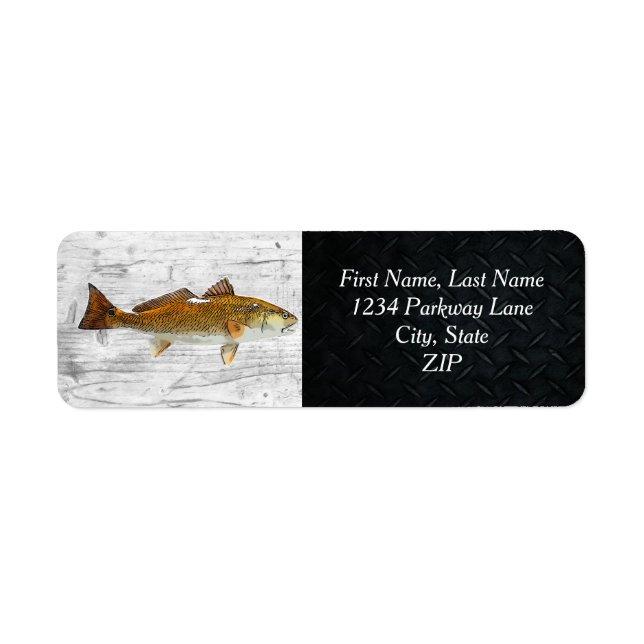 Trophy Redfish Angler Saltwater Fishing Address Return Address Label (Front)
