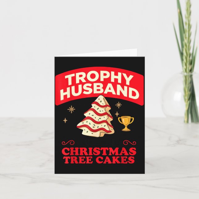 Trophy Retro Husband Fueled By Christmas Tree Cake Card (Front)