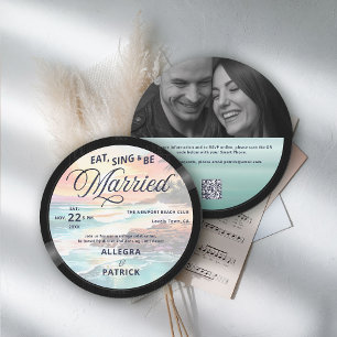 Tropic Beach Music Vinyl All One Photo QR Wedding Invitation