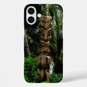 Tropic Beach Tiki Illustrated Hawaiian  iPhone 16 Plus Case