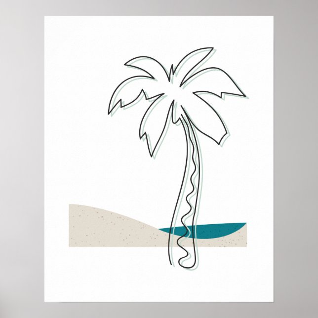 Tropic Breeze Abstract Palm Tree Line Art Print (Front)