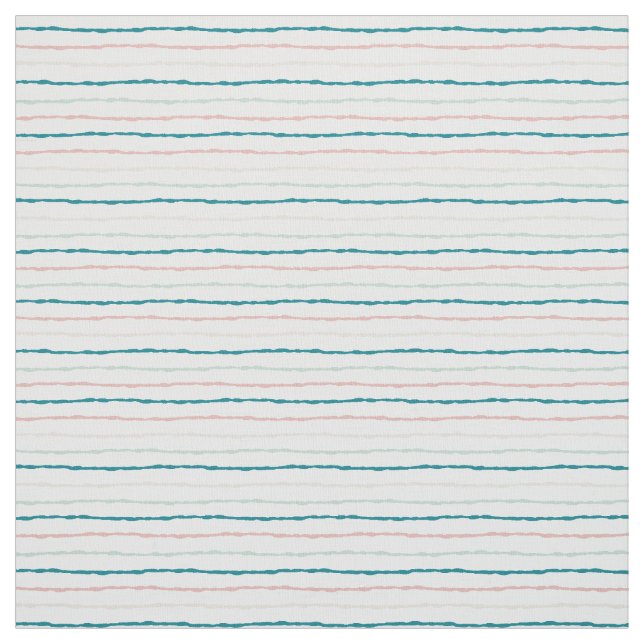 Tropic Breeze Teal Mint & Pink Striped Pattern Fabric (Swatch)