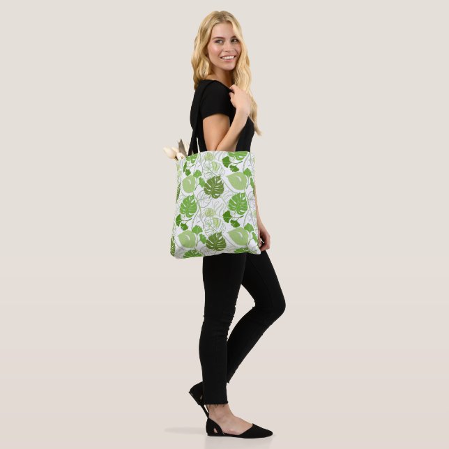 Tropic floral green pattern on Tote Bag (On Model)