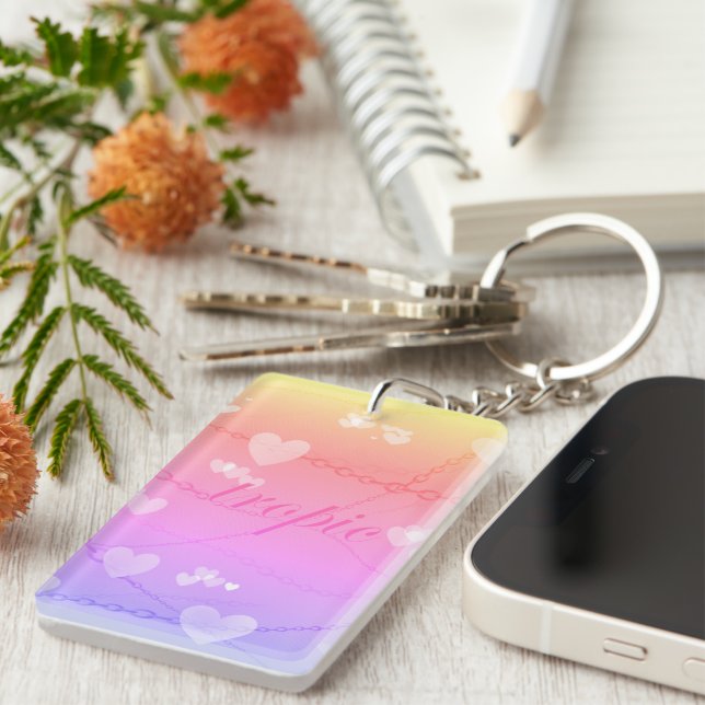 Tropic Heart Chain Glow Keychain (Front Right)