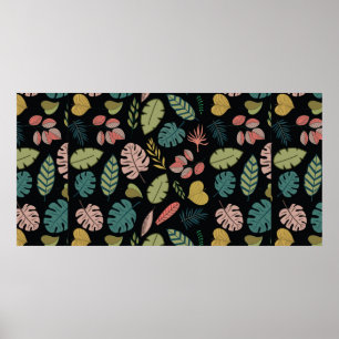 Tropic leaves seamless pattern poster