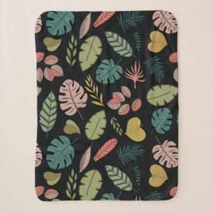 Tropic leaves seamless pattern sherpa blanket