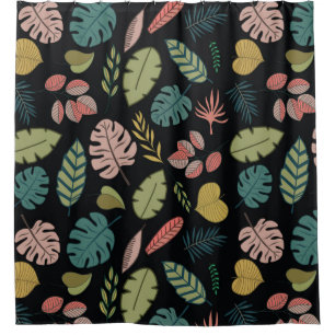 Tropic leaves seamless pattern shower curtain