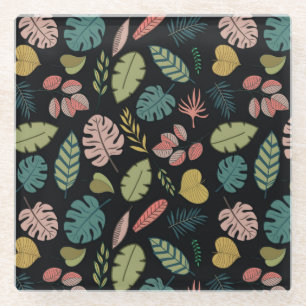 Tropic Leaves: Summer Vintage Floral Glass Coaster
