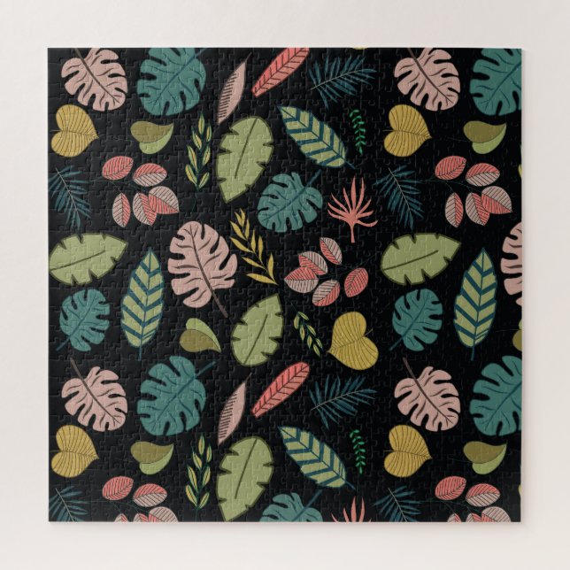 Tropic Leaves: Summer Vintage Floral Jigsaw Puzzle (Vertical)