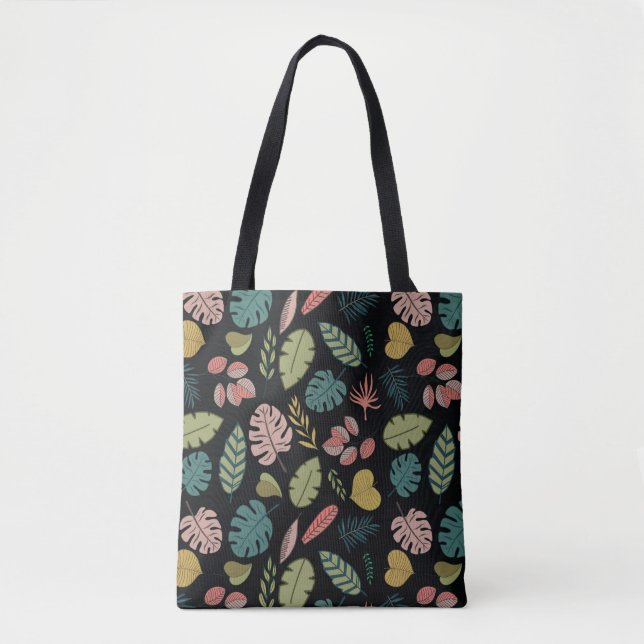 Tropic Leaves: Summer Vintage Floral Tote Bag (Front)