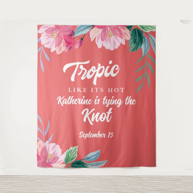 Tropic like its hot orange Bachelorette party Tapestry (Front)