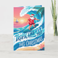 Tropic Like Its Hot Surfing Santa Christmas