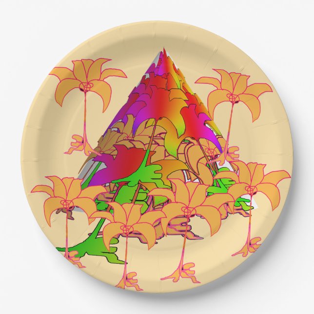Tropic Mountain Floral  Paper Plate (Front)