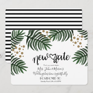Tropic New Date Postponement Cancellation Wedding Invitation