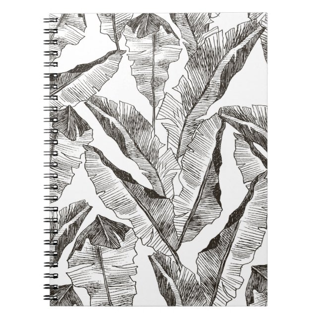 Tropic plants floral seamless jungle pattern. Prin Notebook (Front)