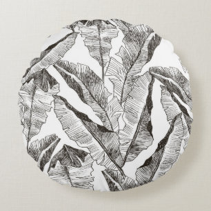Tropic plants floral seamless jungle pattern. Prin Round Cushion