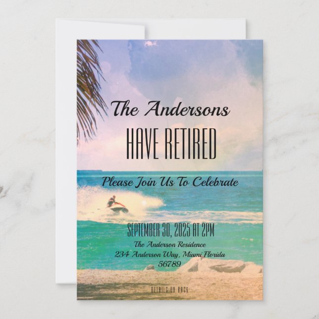 Tropic Retirement Event Party Couple's Celebrate Invitation (Front)