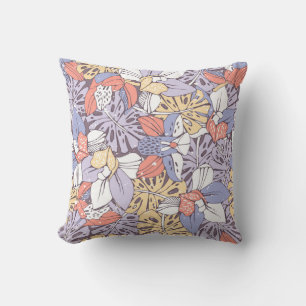 Tropic seamless pattern with orchid and monstera l cushion