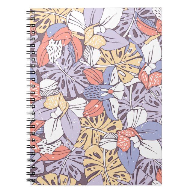 Tropic seamless pattern with orchid and monstera l notebook (Front)