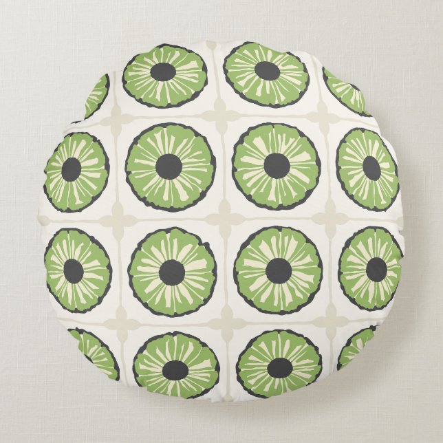 Tropic Slice Leafy Green Round Cushion (Front)