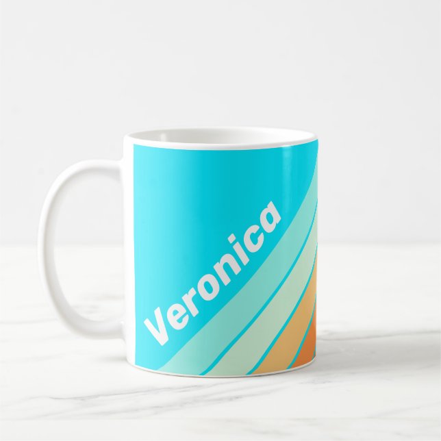 Tropic Splash Striped with Name Coffee Mug (Left)