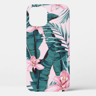Tropic summer painting seamless pattern with palm  iPhone 12 case