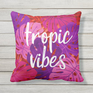 Tropic Vibes Hawaiian Monstera Leaf Tropical Warm Cushion