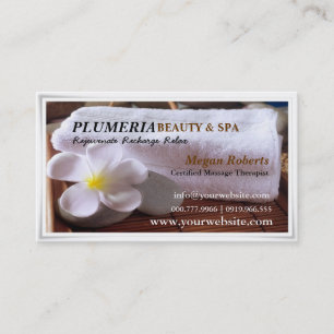 Tropic White Plumeria Spa Skin Care Massage Salon Appointment Card