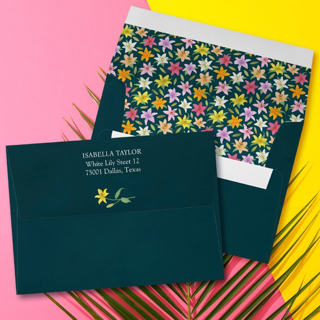 Tropica Floral Teal  Wedding Invitation  Envelope (Tropica Floral Teal Wedding Invitation Envelope)