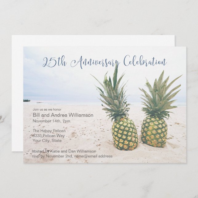 Tropical 25th Anniversary Party Invitation (Front/Back)