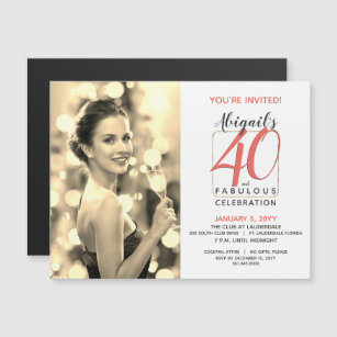 Tropical 40 and Fabulous Any Birthday Celebration Magnetic Invitation