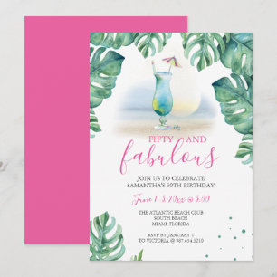 Tropical 50 and Fabulous 50th Birthday Invitation