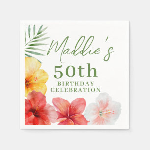 Tropical 50th Birthday Party Napkin