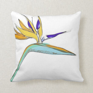 Tropical Accent Floral Bird-of-Paradise Cushion