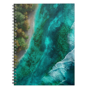 Tropical Aerial Ocean Wave Turquoise Photo Notebook