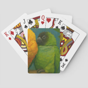 Tropical Affection – Parrots in Forest Light Playing Cards