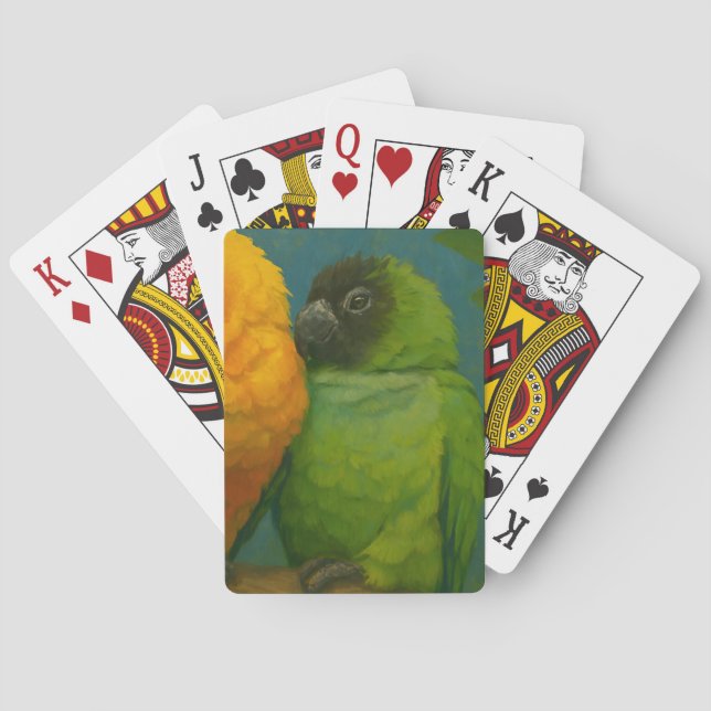 Tropical Affection – Parrots in Forest Light Playing Cards (Back)