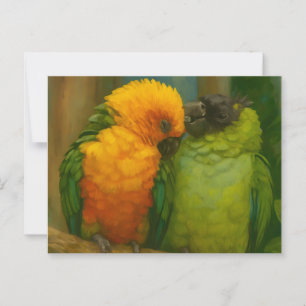 Tropical Affection – Parrots in Forest Light Postcard