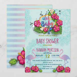 Tropical Aloha Baby Floral Baby Shower Card