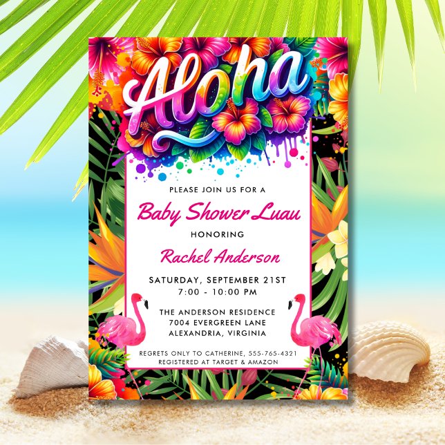 Tropical Aloha Baby Shower Luau  Invitation (Creator Uploaded)
