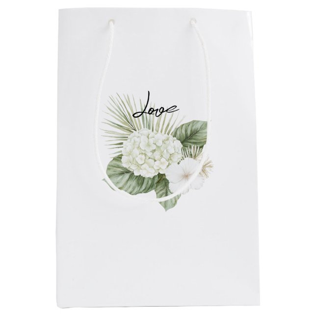 Tropical Aloha Beach Hydrangea Floral Wedding Medium Gift Bag (Front)