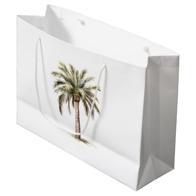 Tropical Aloha Beach Palm Trees Wedding Large Gift Bag (Front Angled)