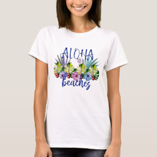Tropical Aloha Beaches Hawaiian Leaves T-Shirt