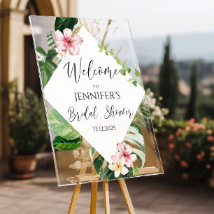 Tropical aloha bridal shower welcome acrylic sign