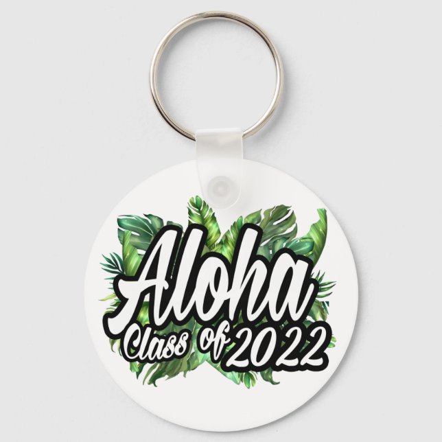 Tropical Aloha Class of 2022 Hawaiian Luau Favour  Key Ring (Front)