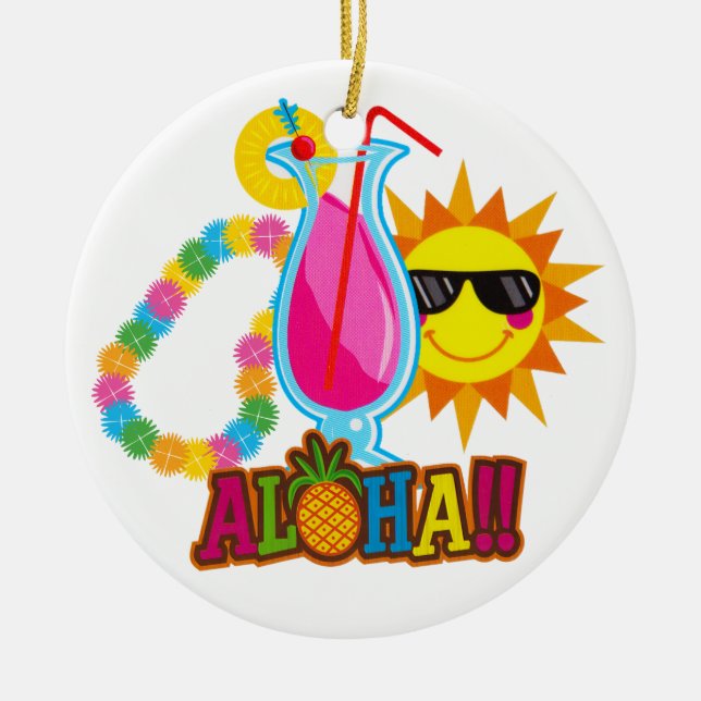 Tropical ALOHA Cocktail - SRF Ceramic Tree Decoration (Front)